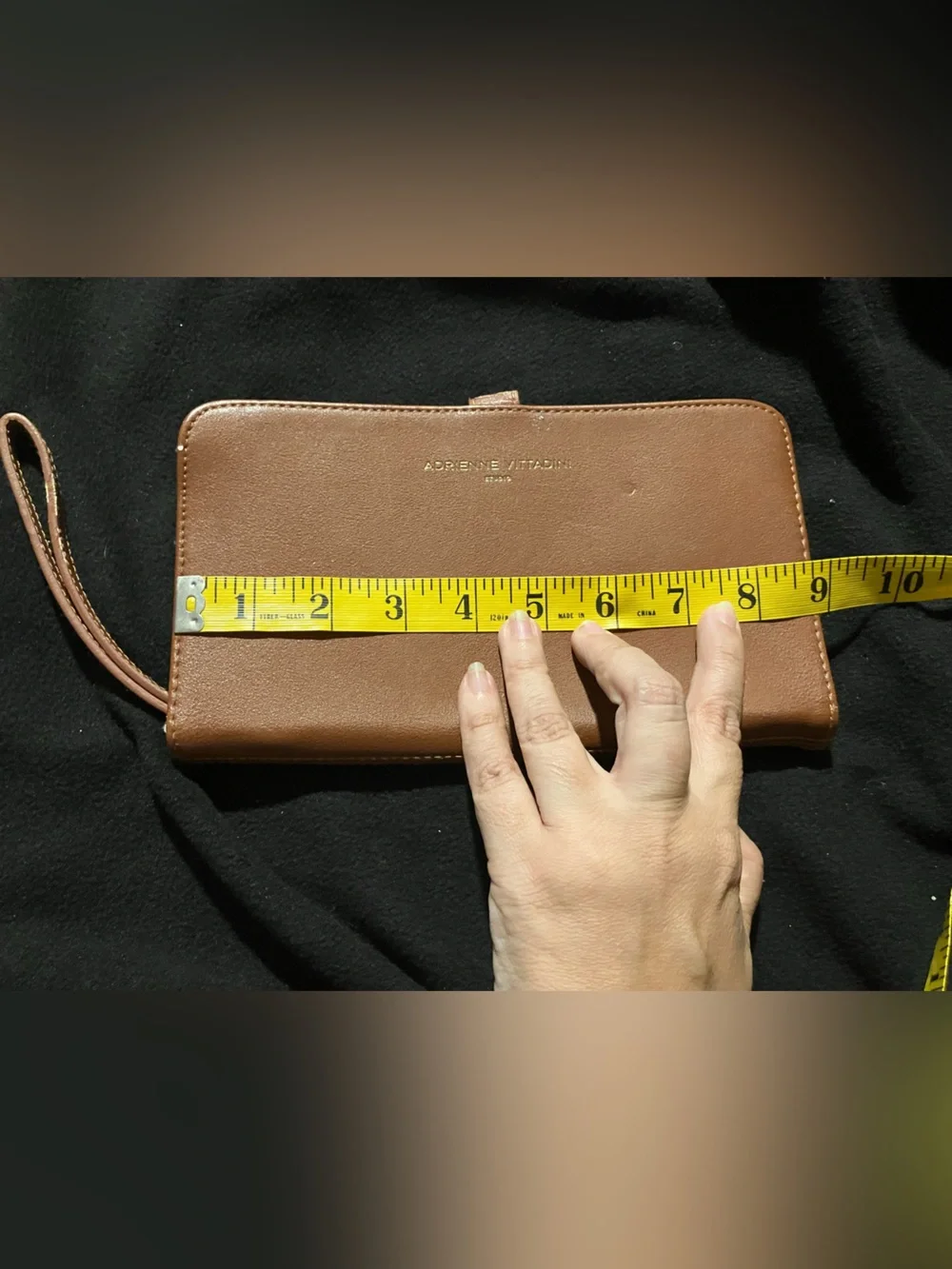 Adrienne Vittadini Brown Faux Leather Wristlet Clutch